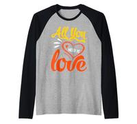 All You Need is Love. Heart Valentine Graphic. Raglan Baseball Tee