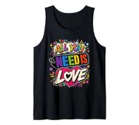 All You Need is Love Hippie 60s 70s Peace Sign Flower Power Tank Top