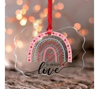 All You Need Is Love Ornament Keepsake Valentine Gifts Heart Rainbow Round Ornament Keepsake Valentine's Day Rainbow Acrylic Christmas Bauble Wall Art Gift for Daughter Mom Grandma