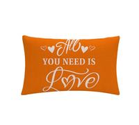 All You Need is Love Pillow Cover Orange Farmhouse Decor Inspirational Letters Saying Rectangular/Waist Cushion Cover Housewarming Romantic Gift Anniversary Wedding Holiday Pillowcases 12”x20”(Orange)