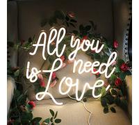 All You Need is Love Warm White Neon Sign for Wedding LED Neon Light Sign Bedroom Bithday Party Bachelorette Engagement Home Wall Christmas Decorations