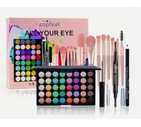 All Your Eye 40 Color Eyeshadow Palette with Makeup Brushes Set, Earth Tone Shades, Professional Beauty Kit, Set 2B
