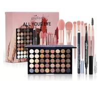 All Your Eye 40 Color Eyeshadow Palette with Makeup Brushes Set, Earth Tone Shades, Professional Beauty Kit, Set 2A