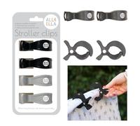 All4Ella Stroller Clips Set of 4, Baby Gift Accessory, Black/Grey Set…