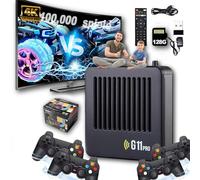 All8bit G11 Pro 100000 Games, 2025 G11 Pro Game Box, 100,000 Games 4K, Retro Game Console, Plug & Play Video Games with 4 Wireless Dual Controllers (128G,4 Controllers)