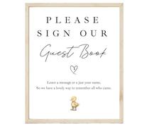 Allaboutthebump Baby Shower Guest Book with Sign, 23 x 17.5 cm, 80 Pages, Cute Duckling Design, White (A4 Sign (No Frame - Non Personalised))