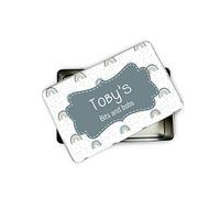 allaboutthebump Blue Rainbow Bits and Bobs Tin | New Baby Announcement Keepsake Hospital Storage Toddler Infant (19.5cm x 12.5cm x 5.5cm) [Ideal Christmas Nursery]