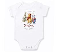allaboutthebump Classic Xmas Pooh Bear Hundred Acre Wood Happy 1st Christmas as my Daddy | Mummy | Nanny | Grandad Baby Clothing Festive Outfit (Baby Vest | Babygrow) (Baby Vest: White, 12-18 Months)