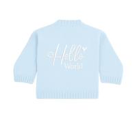 allaboutthebump Hello World Embroidered Knitted Baby Cardigan - Newborn & Baby Knit Sweater | Soft Cotton Knitted Jacket | Custom Name Option Available | Unisex Baby Gift