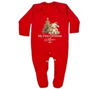 allaboutthebump My First Christmas Bear Xmas Tree Presents Personalised Unisex Baby Clothing Outfit (Baby Vest | Babygrow) Girls Boys (Babygrow: Red, 9-12 Months)