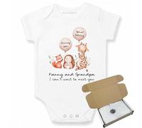 allaboutthebump Nanny Grandad I Can't Wait To Meet You | Personalised Baby Announcement Vest Bodysuit (Pregnancy Reveal) - Optional Gift Wrapped with Box (0-3 Months)