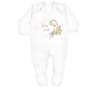 allaboutthebump New Baby Unisex Giraffe Wreath Personalised Baby Gift Clothing (Choose from: Baby Vest | Babygrow | Hat | Blanket | UV Printed Gift Box) (Babygrow & Hat: White, Newborn)