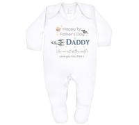 allaboutthebump Our First Father's Day Out of this World Space Theme Daddy & Child Personalised Baby Vest or Babygrow [1st Fathers Day Gift from Daughter Unisex Present] (Babygrow: White, 6-9 Months)