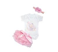 allaboutthebump Personalised 1st Birthday Outfit for Baby Girls Swan Gold Ring Vest and Pink Tutu Set (12-18 Months)