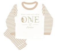 allaboutthebump Personalised Age Beige Rabbit Birthday Pyjamas When I Wake Up I Will Be... (Beige Stripe, 3-4 Years)