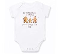 allaboutthebump Personalised Baby First Christmas As A Family Bodysuit, 100% Cotton, Gingerbread Design, My 1st Xmas (Baby Vest: White, 3-6 Months)
