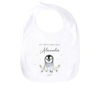 allaboutthebump Personalised Baby First Christmas Bodysuit, 100% Cotton, Festive Penguin Design, My 1st Xmas (Baby Bib: White, One Size)