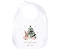 allaboutthebump Personalised Baby First Christmas Bodysuit, 100% Cotton, Festive Pink Ballerina Bunny Design, My 1st Xmas (Baby Bib: White, One Size)