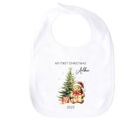 allaboutthebump Personalised Baby First Christmas Bodysuit, 100% Cotton, Festive Pooh Bear Tree Design, My 1st Xmas (Baby Bib: White, One Size)