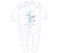 allaboutthebump Personalised Baby First Time Flyer T-Shirt and Bodysuit, Blue Plane Design, White (Babygrow: White, 6-9 Months)