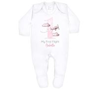 allaboutthebump Personalised Baby First Time Flyer T-Shirt and Bodysuit, Pink Plane Design, White (Babygrow: White, 3-6 Months)
