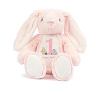 allaboutthebump Personalised Classic Pooh Bear First Birthday Plush Bunny Soft Stuffed Animal [Boys Girls | Grey White Pink Blue Brown] Customise with Name & Age 1 2 3 4 5 Keepsake (Bunny: Pink)