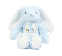 allaboutthebump Personalised Classic Pooh Bear First Birthday Plush Bunny Soft Stuffed Animal [Boys Girls | Grey White Pink Blue Brown] Customise with Name & Age 1 2 3 4 5 Keepsake (Bunny: Blue)