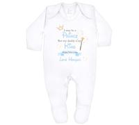 allaboutthebump Personalised Daddy is my King Happy Father's Day Baby Vest or Babygrow [1st Fathers Day Gift from Son Daughter Unisex Present] (Babygrow: White, 3-6 Months)