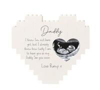 allaboutthebump Personalised Daddy to Be Baby Scan Building Block Heart - Ultrasound Photo Pregnancy Keepsake - New Dad from Bump - Expectant Father Gift (Heart: 11x10cm, Gift Wrapped)