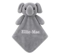 allaboutthebump Personalised Elephant Baby Comforter Toy - Embroidered Grey Elephant Comfort Blanket Teddy, Soft Plush Newborn Comforter Gift