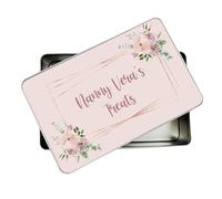 allaboutthebump Personalised Floral Printed Sweet Biscuit Cookie Treat Tin for Mum | Nanny | Aunty (19.5cm x 12.5cm x 5.5cm) [Ideal Christmas, Mothers Day or Birthday Gift Present] Bits and Bobs