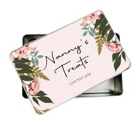 allaboutthebump Personalised Floral Printed Sweet Biscuit Cookie Treat Tin for Mum | Nanny | Aunty (19.5cm x 12.5cm x 5.5cm) [Ideal Christmas, Mothers Day or Birthday Gift Present] Bits and Bobs