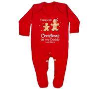 allaboutthebump Personalised Gingerbread First Christmas as my Daddy | Mummy | Nanny | Grandad Baby Clothing Outfit (Baby Vest | Babygrow) (Babygrow: Red, 3-6 Months)
