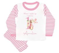 allaboutthebump Personalised Girl's Birthday Pyjamas When I Wake Up I Will Be Pink Rabbit (as8, age, 9_years, 10_years, Pink Stripe)