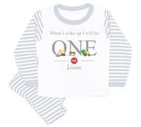 allaboutthebump Personalised Grey Digger Birthday Pyjamas When I Wake Up I Will Be... (Grey Stripe, 1-2 Years)