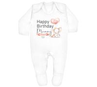 allaboutthebump Personalised Happy 1st Birthday Mummy | Daddy | Nanny | Grandad Pink Girls Elephant Baby Clothing (Babygrow/Vest) (White: Babygrow, Newborn)