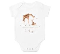 allaboutthebump Personalised Happy Mother's Day Giraffe Mummy & Child Baby Clothing [Baby Vest or Babygrow] 100% Cotton Girls Boys Unisex Love Mum (Baby Vest: White, 18-24 Months)