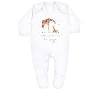 allaboutthebump Personalised Happy Mother's Day Giraffe Mummy & Child Baby Clothing [Baby Vest or Babygrow] 100% Cotton Girls Boys Unisex Love Mum (Babygrow: White, 6-9 Months)