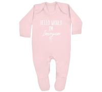 allaboutthebump Personalised Hello World Girls Pink Baby Clothing (Babygrow/Sleepsuit | Heaband | Blanket) New Baby Girl Gift | Coming Home Outfit | Newborn (Pink: Babygrow, Newborn)