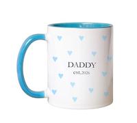 allaboutthebump Personalised Mummy & Daddy Est. 2026 Heart Ceramic Mug Set, Custom New Parents Gift, Pregnancy Announcement, Baby Shower, Mother's Day & Father's Day (Blue Mug: Daddy)
