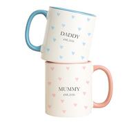 allaboutthebump Personalised Mummy & Daddy Est. 2026 Heart Ceramic Mug Set, Custom New Parents Gift, Pregnancy Announcement, Baby Shower, Mother's Day & Father's Day (Set of 2: Mum & Dad)