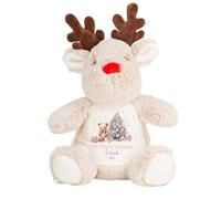 allaboutthebump Personalised My First Christmas Plush Toy, Soft Fabric Reindeer Penguin Bunny, 23-34cm, Customisable Name and Year, Baby 1st Merry Xmas (Reindeer)
