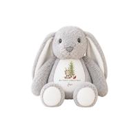 allaboutthebump Personalised My First Christmas Soft Toy with Name - Christmas Teddy & Tree Design - Bunny, Reindeer or Elf Plush Toy - Baby’s First Keepsake Gift for Boy or Girl (Rabbit: Grey)