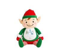 allaboutthebump Personalised My First Christmas Soft Toy with Name & Initial - Blue Dinosaur Design - Elf, Reindeer or Bunny Plush - Baby Boy Keepsake Gift (Elf)