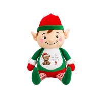 allaboutthebump Personalised My First Christmas Soft Toy with Name - Little Teddy Bear & Red Bow Design - Bunny, Reindeer or Elf Plush - Baby’s First Christmas Keepsake Gift (Elf)