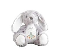 allaboutthebump Personalised My First Christmas Woodlands Animal Plush Toy, Soft Fabric Reindeer Penguin Bunny, 23-34cm, Customisable Name and Year, Baby 1st Merry Xmas (Bunny: Grey)