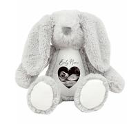 allaboutthebump Personalised New Baby Ultrasound Scan Birth Announcement Plush Bunny Soft Stuffed Animal [Grey White Pink Blue Brown] New Brother Sister Sibling Boy Girl Unisex (Bunny: Grey)