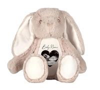 allaboutthebump Personalised New Baby Ultrasound Scan Birth Announcement Plush Bunny Soft Stuffed Animal [Grey White Pink Blue Brown] New Brother Sister Sibling Boy Girl Unisex (Bunny: Brown)