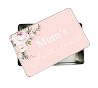 allaboutthebump Personalised Pink Floral Printed Sweet Biscuit Cookie Treat Tin for Mum | Nanny | Aunty (19.5cm x 12.5cm x 5.5cm) [Ideal Christmas, Mothers Day or Birthday Gift Present] Bits and Bobs