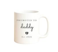 allaboutthebump Personalised Promoted to Mummy & Daddy Est. Year Ceramic Mug Set - Pregnancy Announcement Mugs with Baby Feet, New Parents Gift, Baby Reveal, Baby Shower Keepsake (White Mug: Daddy)